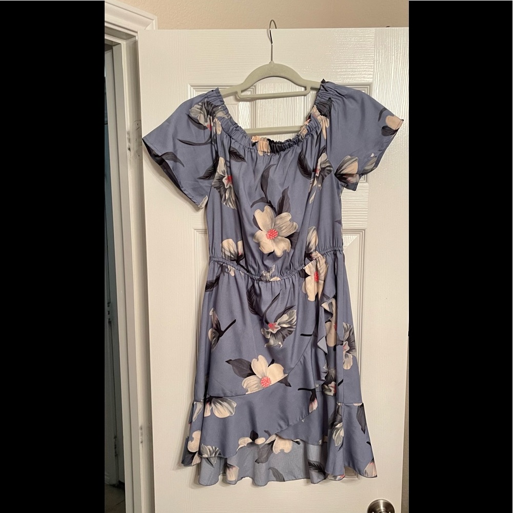 Light Blue Floral Cute Dress